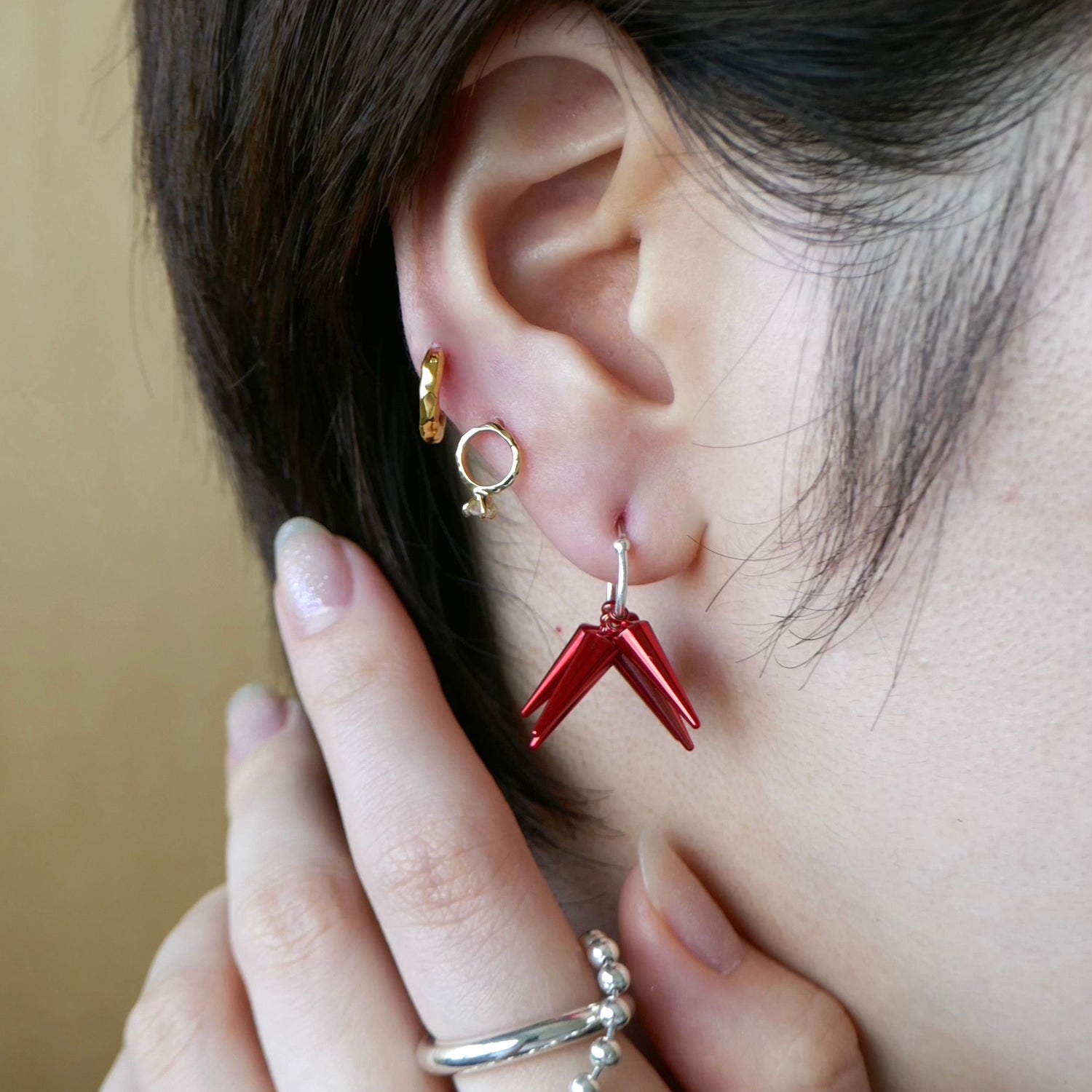 スタッズ,studs,red,レッド,ピアス,pierced earrings,ジュエリー,jewelry,