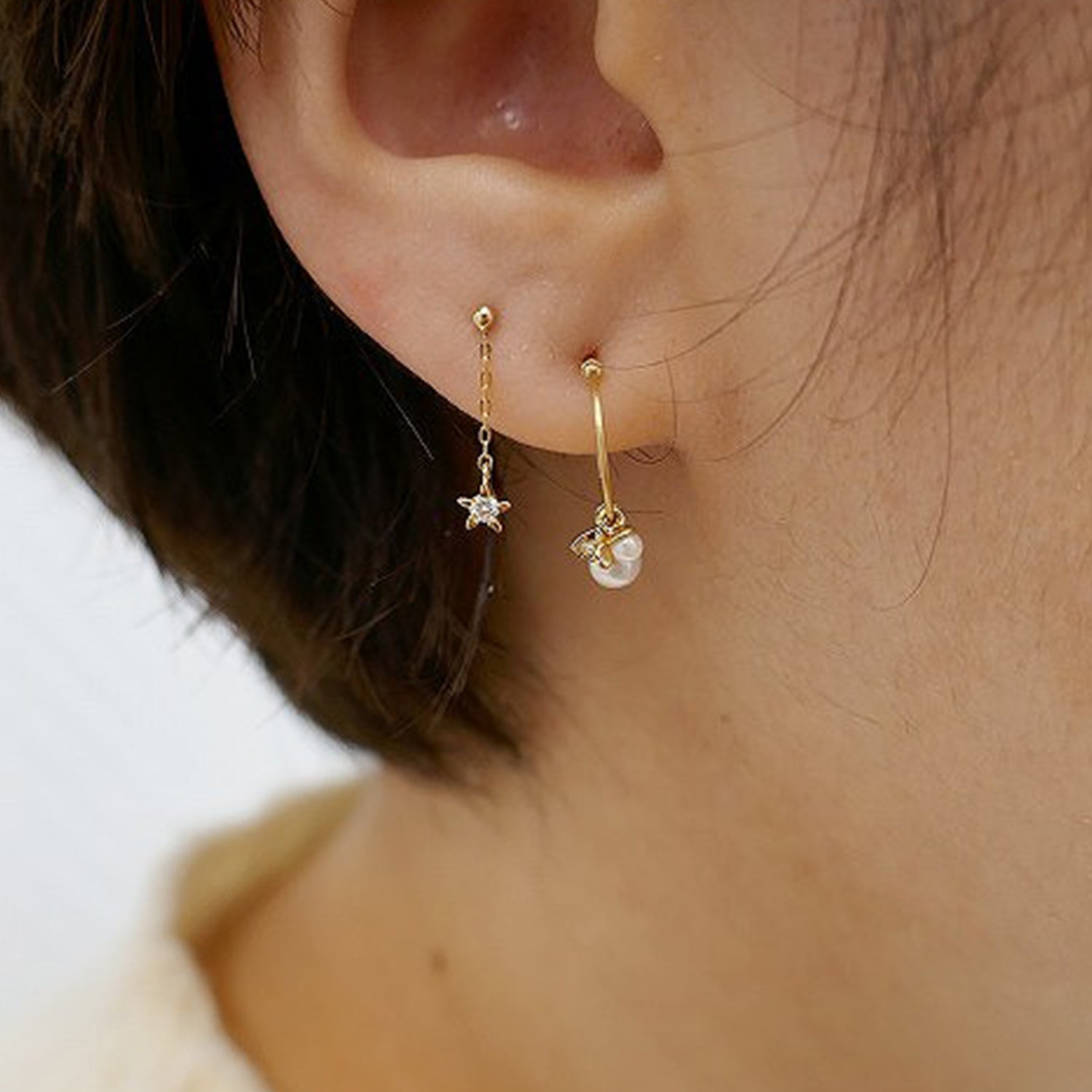 ゴールド,K18,レディース,ピアス,pierced earrings,gold,women,gift,present,ギフト,プレゼント,天然石,naturalstones,ruby,ルビー,omamori,お守り,モチーフ,star,星,motif