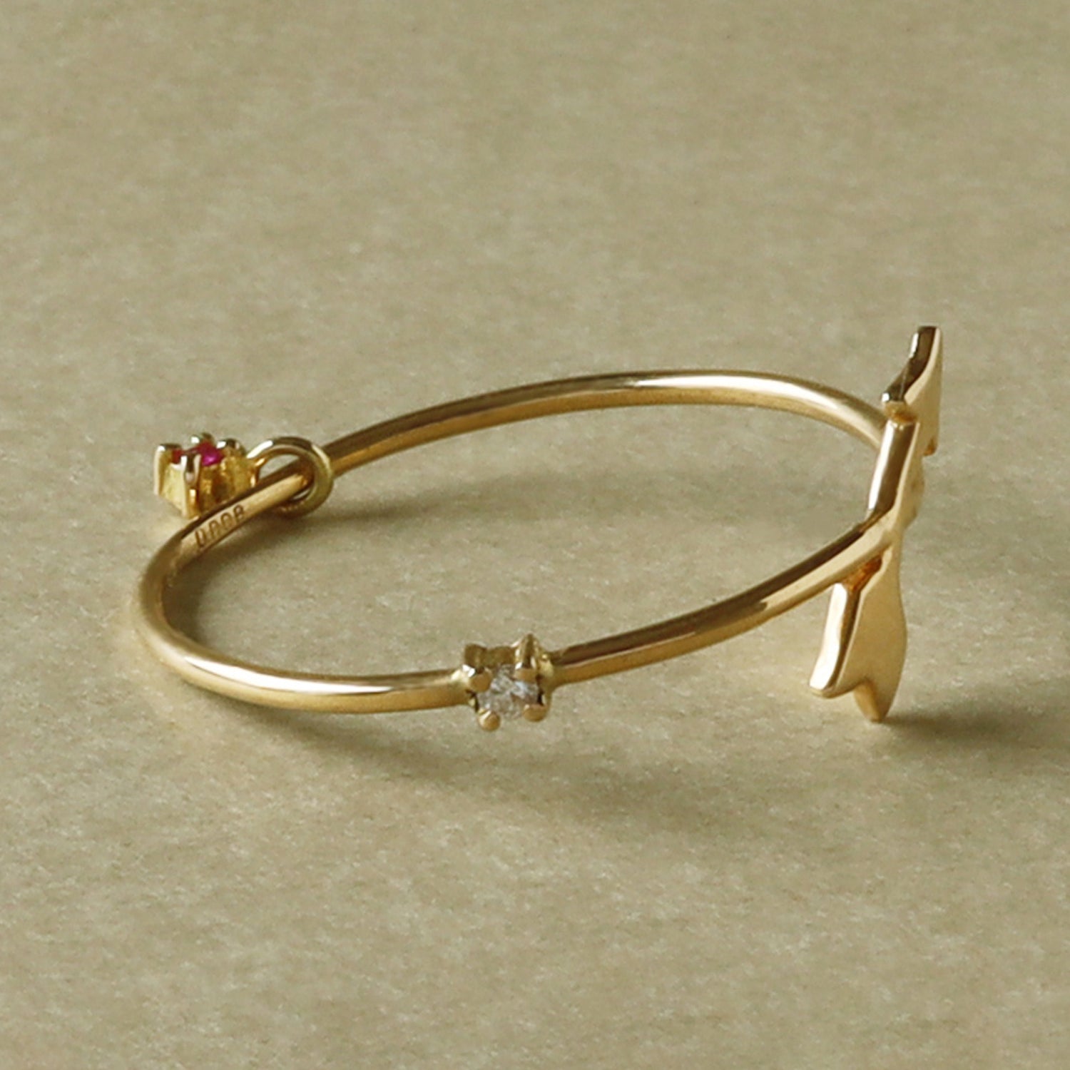 ゴールド,K18,レディース,ring,リング,gold,women,gift,present,ギフト,プレゼント,矢,arrow,モチーフ,motif,ruby,ルビー,omamori,お守り,ダイヤモンド,diamond