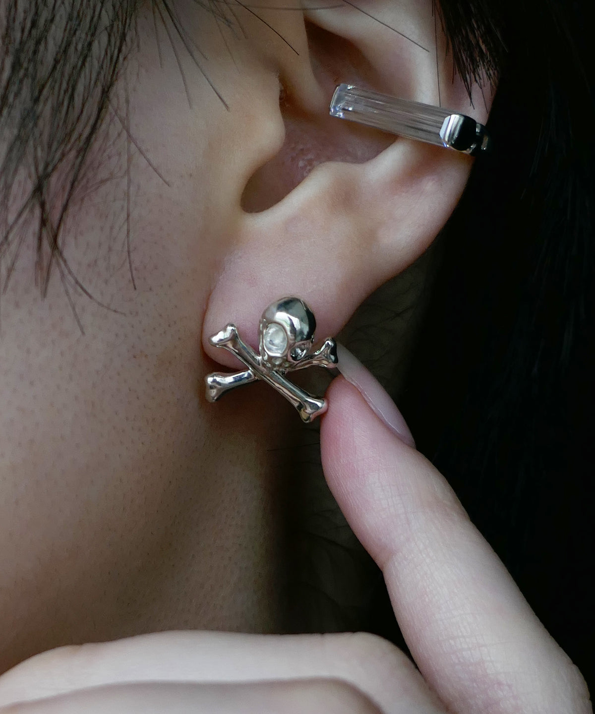 シルバー,ピアス,pierced earrings,ジュエリー,アクセサリー,スカル,ドクロ,ユニーク,ギフト,ジェンダーレス,モード,silver,jewelry,scull,gift,unisex,mode,metal,モチーフ,accessory,motif