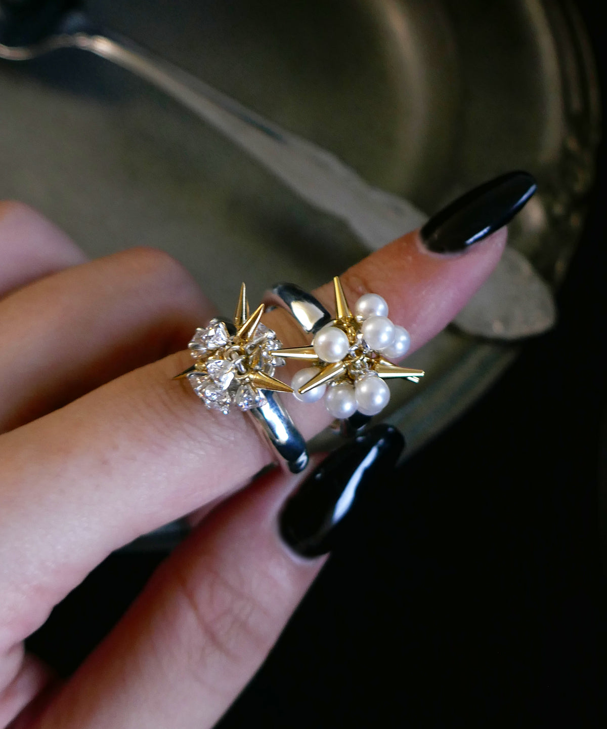 シルバー,リング,指輪,ジュエリー,アクセサリー,スタッズ,ユニーク,ギフト,ジェンダーレス,モード,silver,ring,jewelry,spider,gift,unisex,mode,metal,モチーフ,accessory,motif,キュービックジルコニア,cubiczirconia