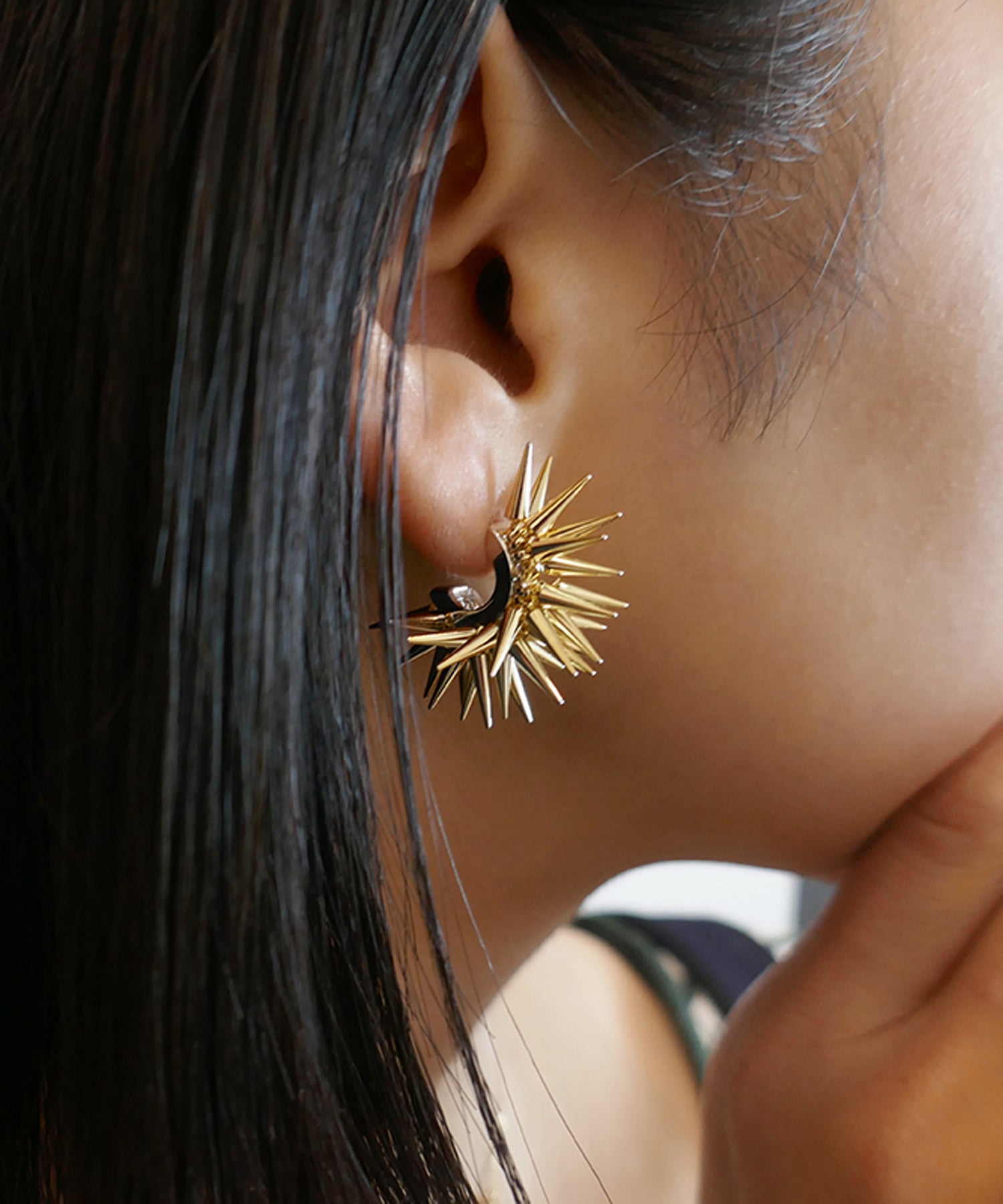 790◆ブラックカボション　レオパード　ゴールド　大ぶり　ピアス　イヤリング 790◇ブラックカボション レオパード ゴールド 大ぶり ピアス イヤリング