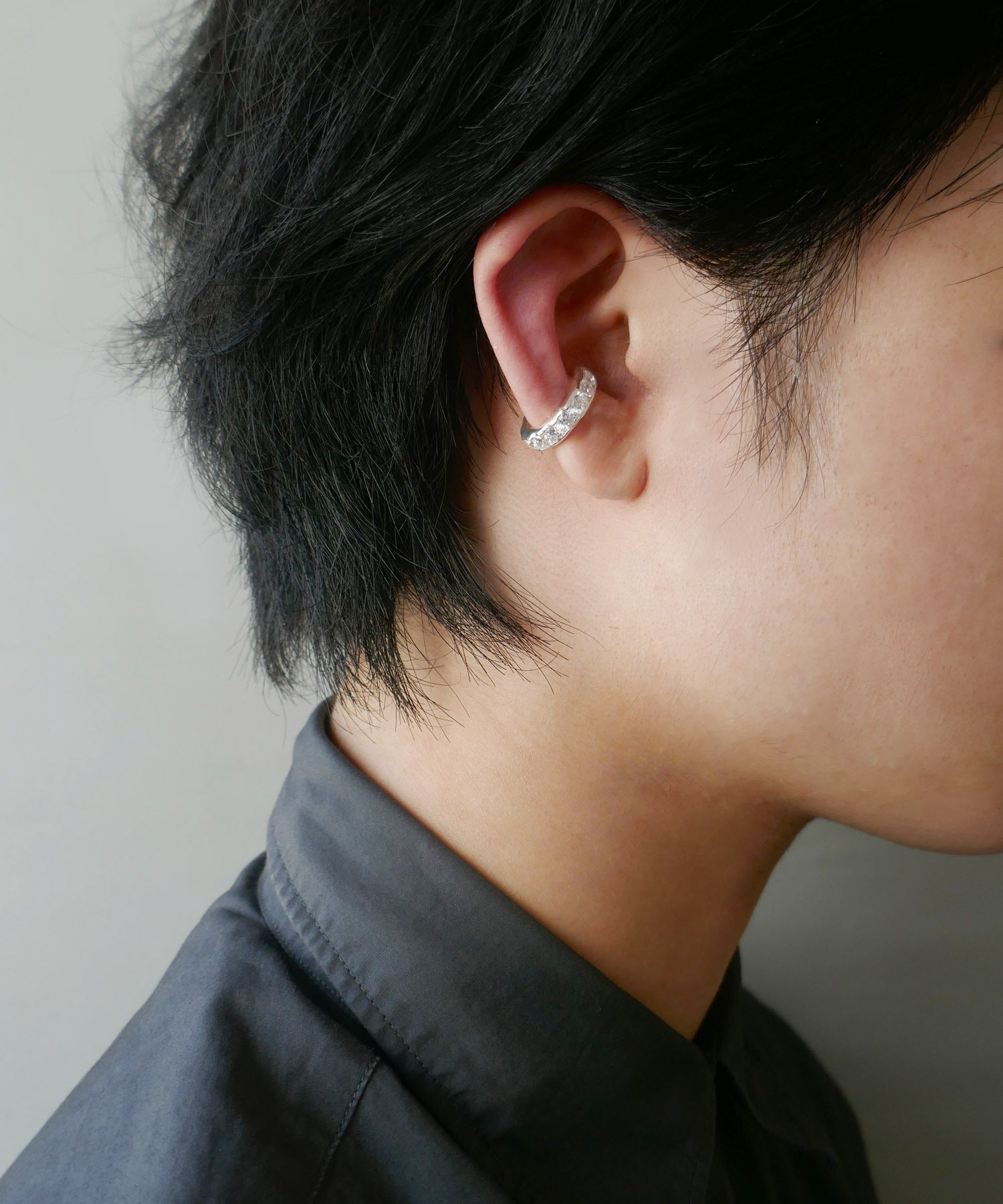 e.m シルバーリング　イヤーカフ e.m. イヤーカフ シルバー パール×スタッズイヤーカフ S/メンズ