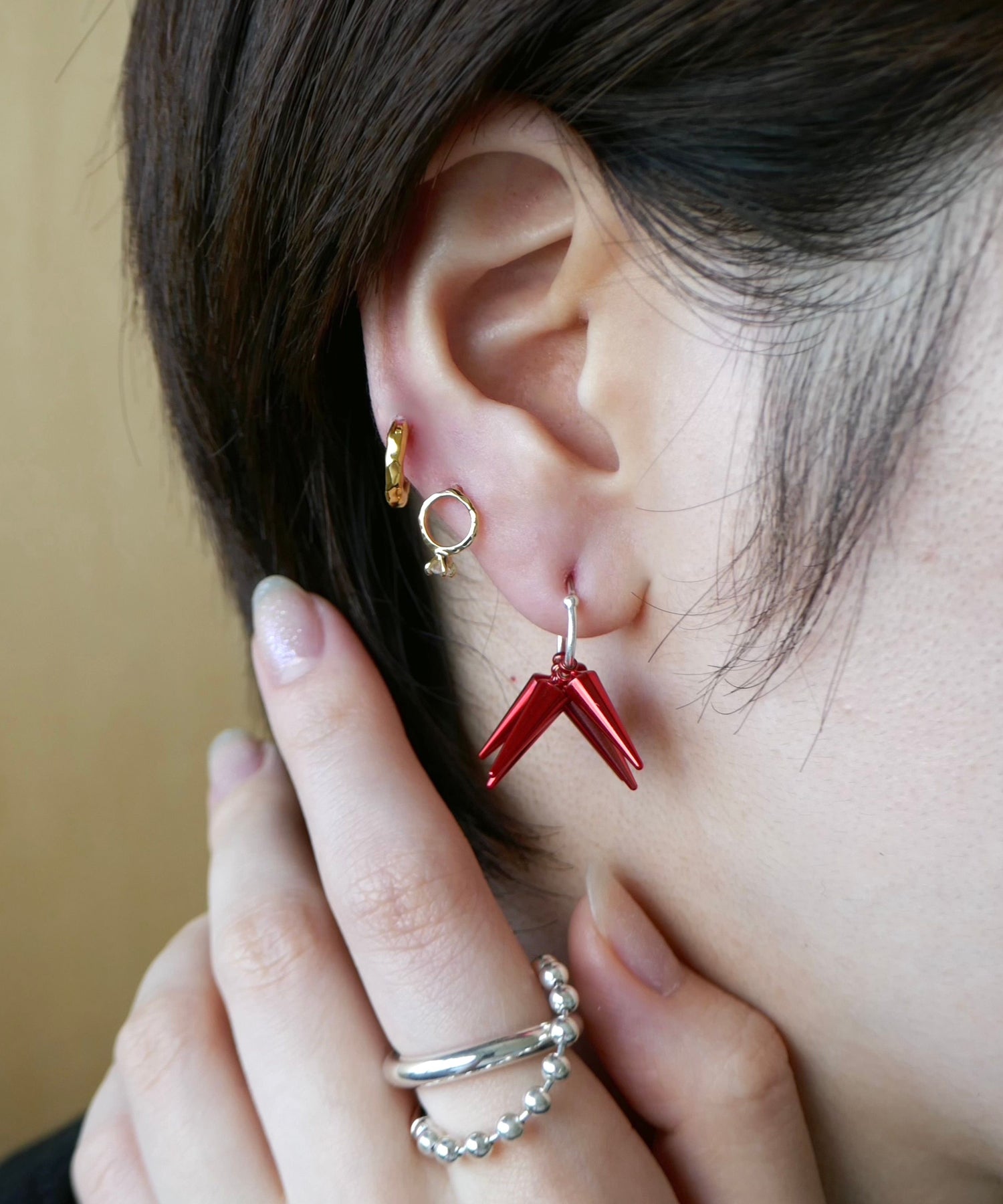 スタッズ,studs,red,レッド,ピアス,pierced earrings,ジュエリー,jewelry,