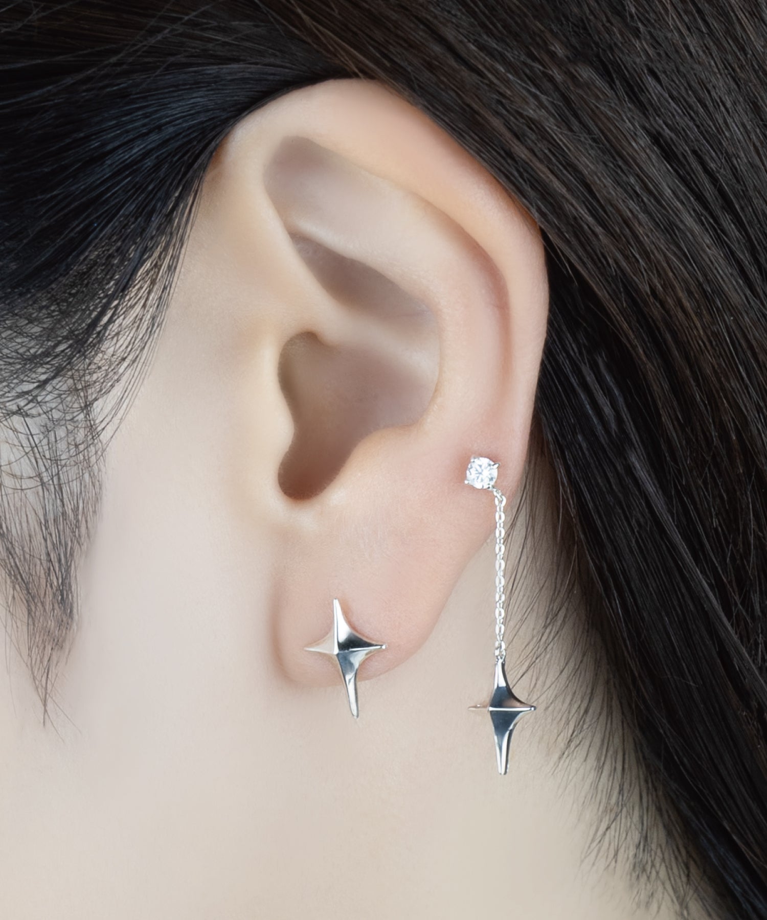 e.m.ピアス SILVER5 ジルコニアフープピアス 〈マット〉/レディース/メンズ