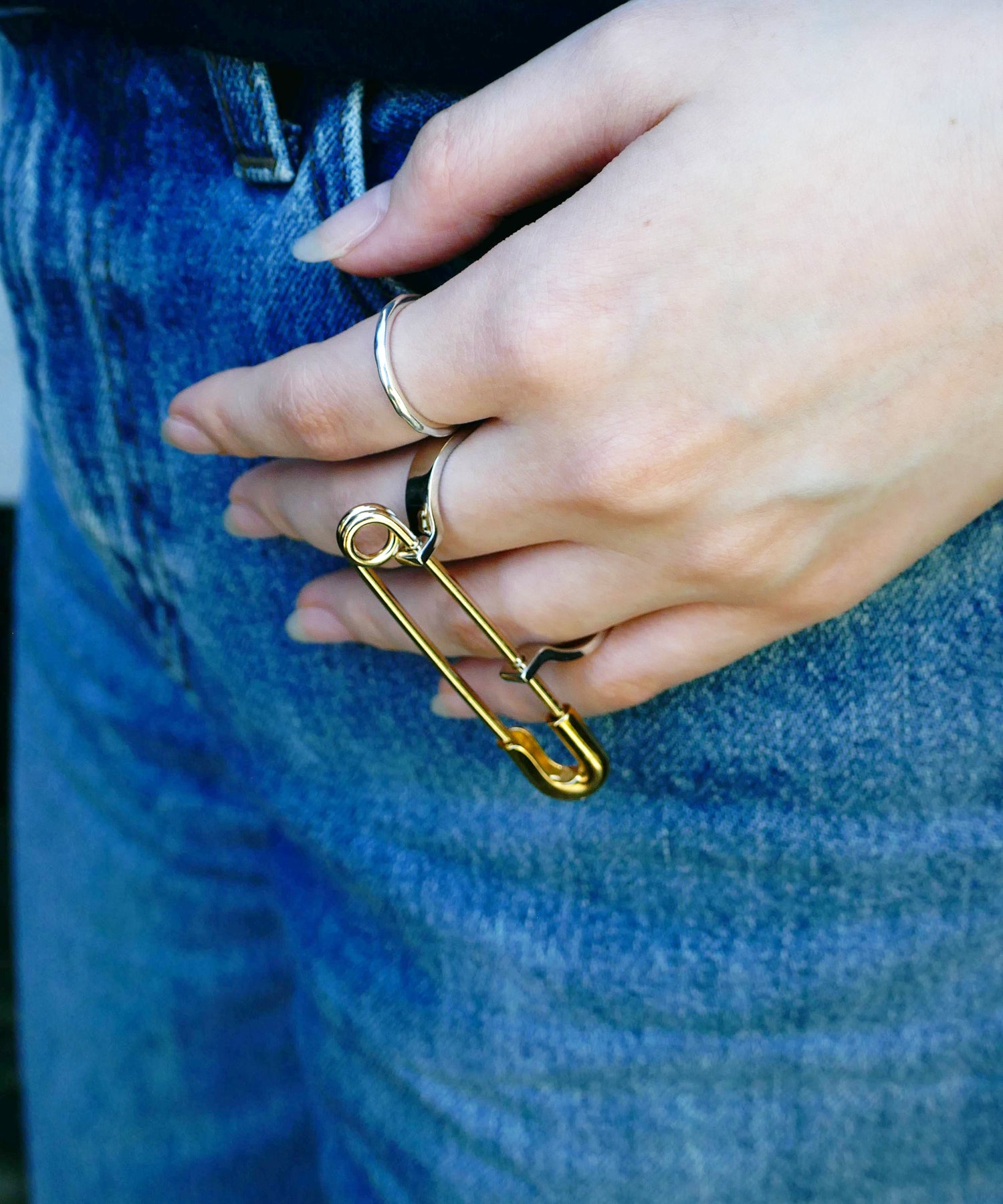 ダブルフィンガーリング、安全ピン、モチーフ、セーフティピン、リング、ring,safetypin,motif,doublefingerring