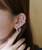 シルバー、フープ、ピアス、フープピアス、silver925，hoop、pierced earrings、ギフト、プレゼント、ハート、モチーフ、heart、motif、ジルコニア、キュービックジルコニア、イヤーカフ