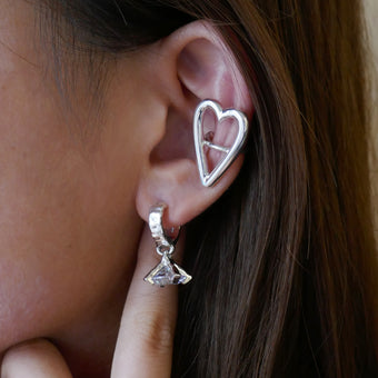 シルバー、フープ、ピアス、フープピアス、silver925,hoop、pierced earrings、ギフト、プレゼント、ハート、モチーフ、heart、motif、ジルコニア、キュービックジルコニア、イヤーカフ