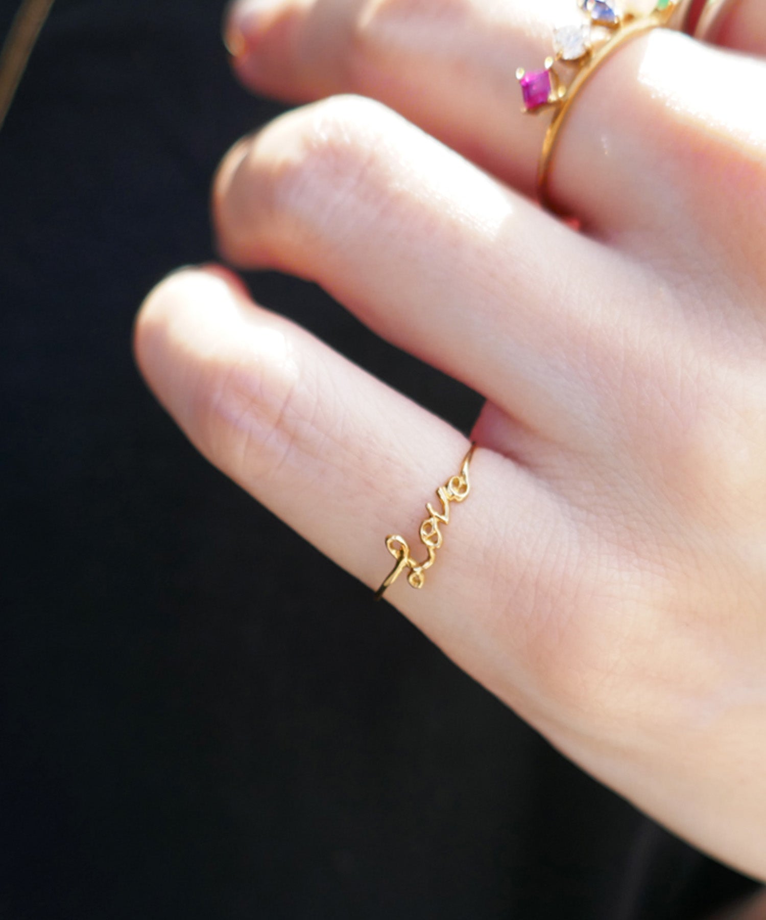 リトルエンブレム e.m. ピンキーリング Love K18yg