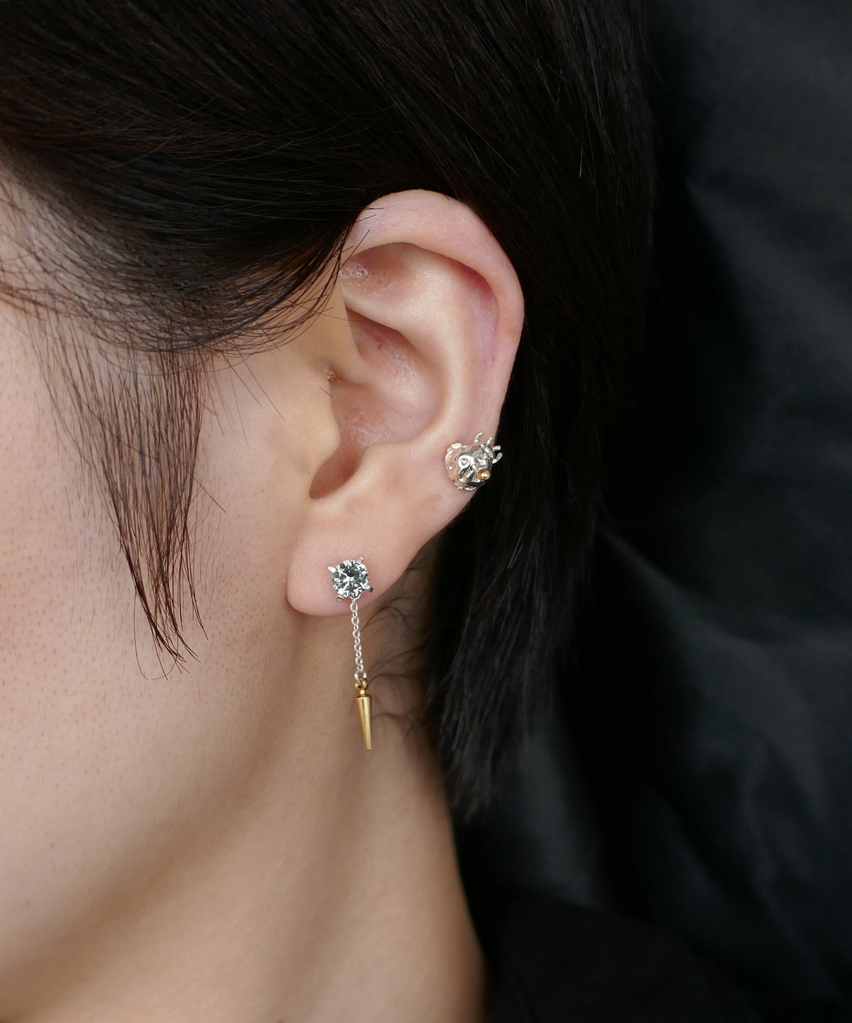 シルバー,ピアス,pierced earrings,ジュエリー,アクセサリー,ユニーク,ギフト,ジェンダーレス,モード,silver,ring,jewelry,gift,unisex,mode,metal,モチーフ,accessory,motif,キュービックジルコニア,cubiczirconia,スタッズ,studs