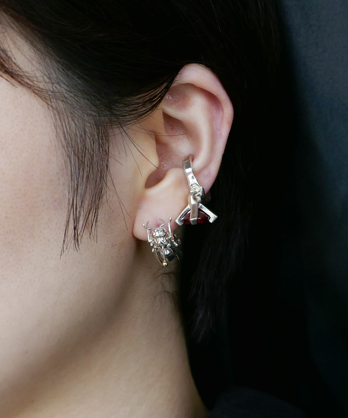 シルバー,イヤーカフ,earcuff,ジュエリー,アクセサリー,ユニーク,ギフト,ジェンダーレス,モード,silver,ring,jewelry,gift,unisex,mode,metal,モチーフ,accessory,motif,キュービックジルコニア,cubiczirconia