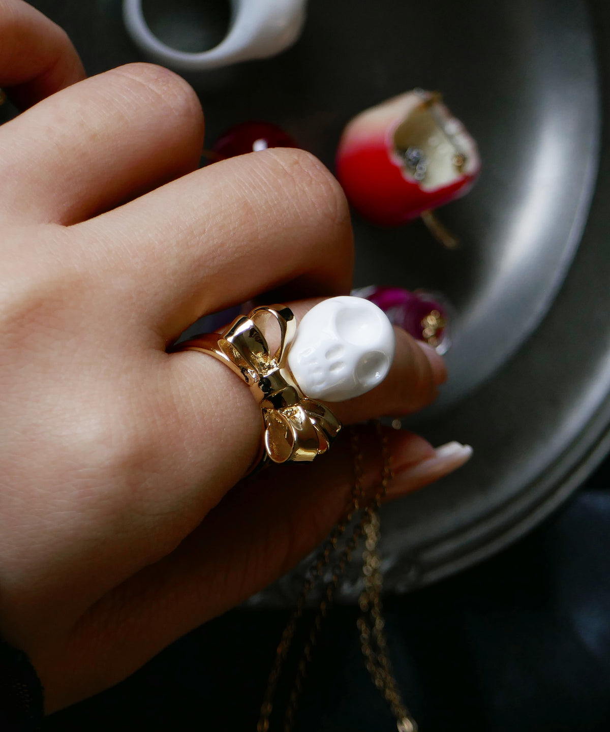 リング,指輪,ジュエリー,アクセサリー,ribbon,リボン,scull,ユニーク,ギフト,ジェンダーレス,モード,silver,ring,jewelry,スカル,gift,unisex,mode,metal,モチーフ,accessory,motif,ドクロ